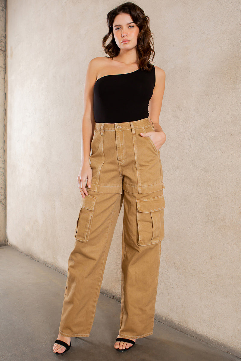 Jaclyn Cargo Pants -CHOCOLATE BROWN